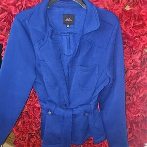 Dots Women's Royal Blue Fleece Lined Blazer Jacket Size Xlarge Cotton/Polyester